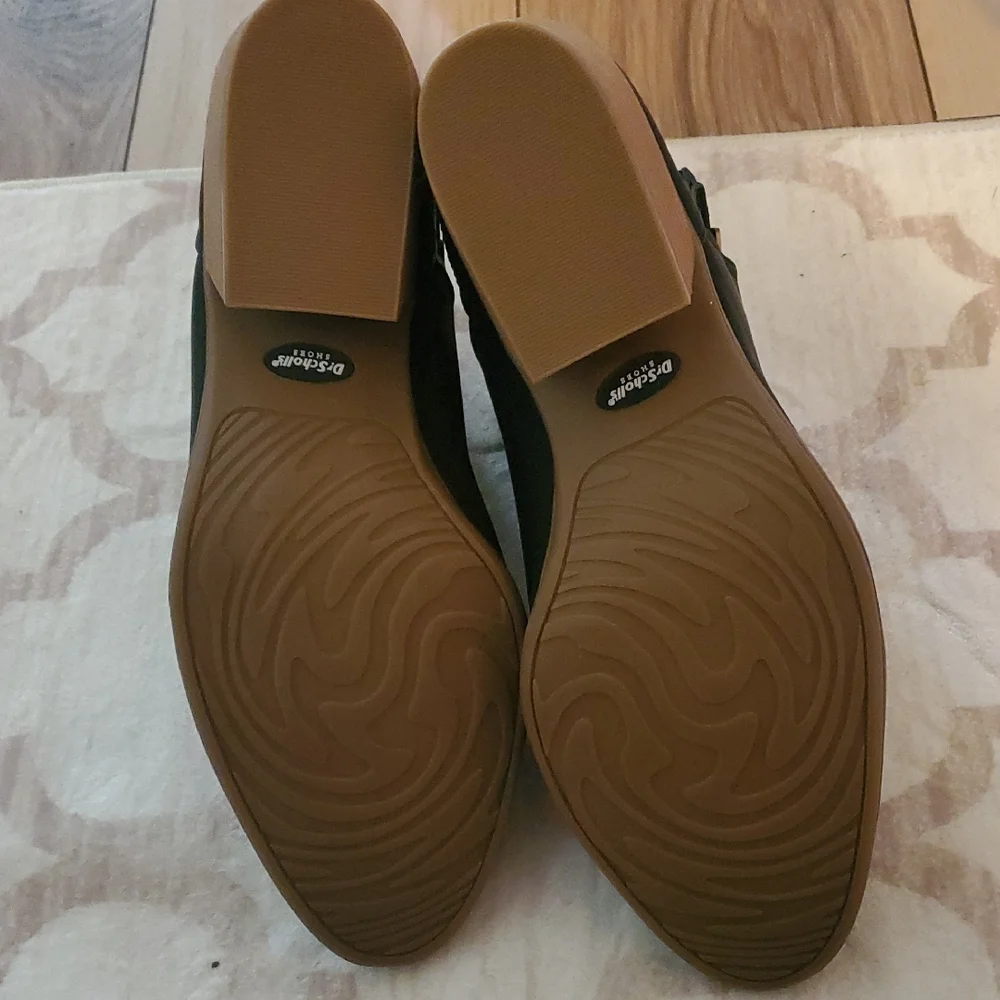 Dr. Scholl's Black Ankle Boots with Gold Buckle‎